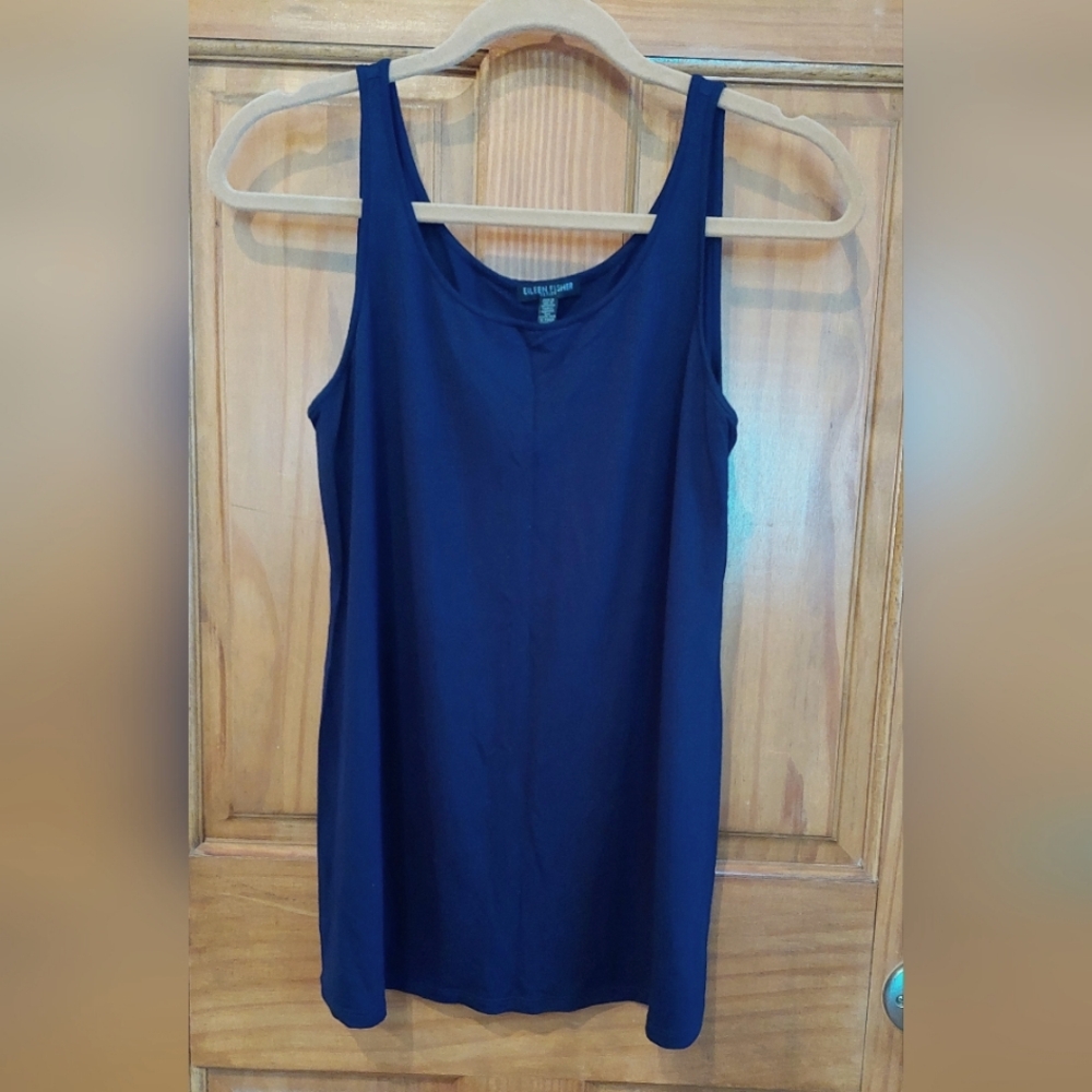 Eileen Fisher slim jersey navy tank Sz PM